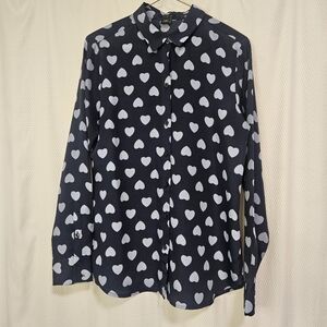 Ann Taylor Heart Print Blouse - Size 6